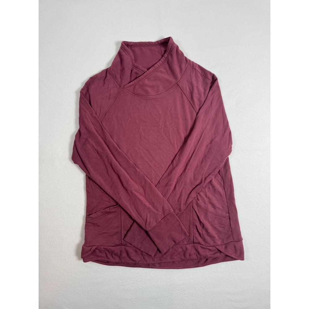 Athleisure Yogalicious Womens Large Pullover Crushed Berry Cowl Neck Thumbhole
